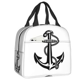 Nautical Anchor Insulated Lunch Bags for Work School Sailor Adventure Resuable Cooler Thermal Bento Box Women Children 240106