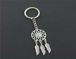 2018 Fashion Dream Catcher Tone Key Chain Silver Ring Feather Tassels Keyring Keychain For Gift1774929