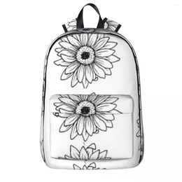 Backpack Flowers Black And White Backpacks Large Capacity Student School Bag Shoulder Laptop Rucksack Casual Travel