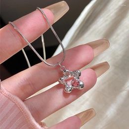 Pendant Necklaces Korea Fashion Pink Zircon Star Women Exquisite Light Luxury Senior Sense Temperament Necklace Party Jewellery Gift