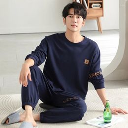 Men's Sleepwear High Quality Pyjamas Suit Men Autumn Winter Pure Cotton Pullover Male Spring Plus Size Loungewear Set Gentlemen