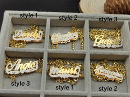 Customised Double Plated Name Necklace Two Tone Nameplate Stainless Steel Names Chain Gift For Her Jewellery 240106