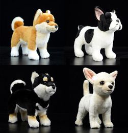 Real Life Standing France Bulldog Chihuahua Plush Toys Soft Lifelike Dog Stuffed Animal Shiba Inu Kids Baby Christmas Gifts LJ20116422367