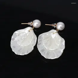 Stud Earrings Beautiful Imitation For Shell Double Layer Hook Earring Gift