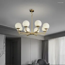 Pendant Lamps Postmodern Designer Villa Duplex Living Room Chandelier Nordic El Lobby Bedroom Cloakroom Brass Led Marble Light