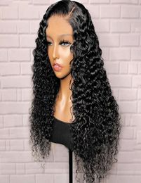 180 360 Water Wave Lace Front Human Hair Long Curly Synthetic Lace Front Wigs Pre Plucked Natural Hairline Heat Resistant Fibre H4259631