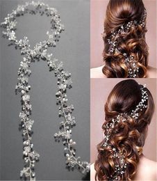 2019 Bridal Wedding Crystal Bride Hair Accessories Pearl Flower Headband Handmade Hairband Beads Decoration Hair Comb For Women7639462