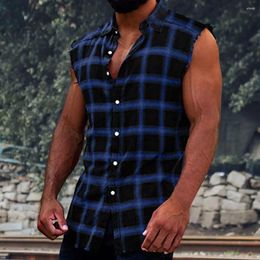 Men's Casual Shirts Stylish Tank Tops Cardigan Sleeveless Vest Men Shirt Single-breasted Polyester Travel Clothing