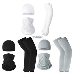 Arm Leg Warmers Cycling Helmets UV Protection Neck Gaiter Face Cover Ice Silk Cooling Arm Sleeves Skull Set For Women Men Cycling Hiking YQ240106