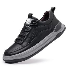 Men's Genuine Shoes Leather Heightening Height Increase Insole Men Sneakers Sport Platform Outdoors Laec-up Low 240106 5