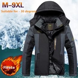 Plus Size 9XL Winter Jackets Men Thermal Parkas Waterproof Overcoat Army Military Windbreaker Jacket Thick Fleece Coats Hombre 240106