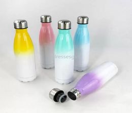 DIY Sublimation 17oz Cola Bottle with Gradient Colour 500ml Stainless Steel Cola Shaped Water Bottles Double Walled Insulated Flask5325758