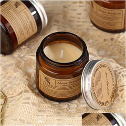 Candles Glass Cup Scented Soy Wax Fragrance Aromatherapy Plant Oil Candle Jars Wedding Birthday Gift Christmas Decor Drop Delivery H Dhz8P