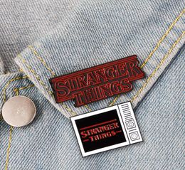 Cute Vintage STRANGER THINGS Letter Small Funny Enamel Brooches Pins for Women Christmas Demin Shirt Decor Brooch Pin Metal Kawaii3736227