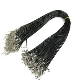 Cheapest! Black 2.0mm Wax Leather Necklace Beading Cord String Rope 45cm Extender Chain with Lobster Clasp DIY jewelry Making3984869