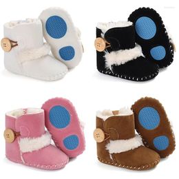 First Walkers Baby Fleece Booties Boy Girls Soft Sole Non-slip Cosy Winter Thermal Born Infant Walking Shoes