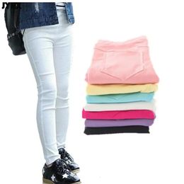 Dziecięce spodnie wiosna jesienna cukierki kolor elastyczne spodnie spodnie dziecięce solidne legginsy dla 2-11 lat ubrania dla dzieci 240105