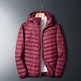 New down jacket for men, light and thin hooded couple, men's and women's white duck down solid Colour down jacket
