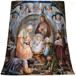Blankets Holy Family Nativity Scene Virgin Mary With Baby Jesus And The Wise Christmas Catholic Print Soft Cosy Flannel Blanket