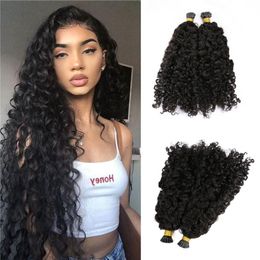 Real Human Hair Malaysian I tip Hair Extensions Afro Jerry Curly Keratin Pre bonded Hair Extensions for Black Women 100g1gstrand7073423