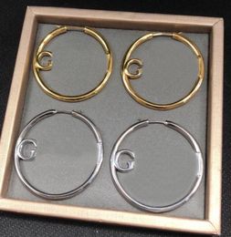 Vintage Designer Letter Ear Hoops Charm Golden Silver Earrings Ladies Large Big Studs Women Eardrops With Box6325473