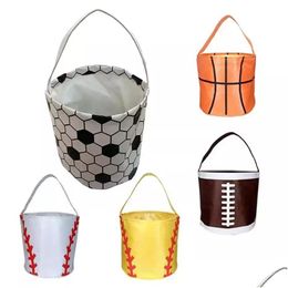 Other Festive & Party Supplies 2022 Basketball Easter Basket Sport Canvas Totes Football Baseball Soccer Softball Buckets Storage Bag Dh3Ym