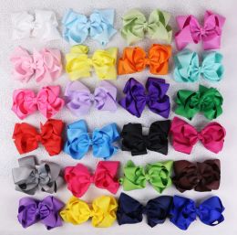 50pcs Gril 4.5 inch grosgrain ribbon hair bows clips Headwear Layered Bowknot boutique hair elastic ties funky hair accessories BJ