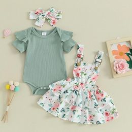 Clothing Sets Mubineo Baby Girl Summer Clothes Cute Outfits Short Sleeve Romper Overall Skirt Dress Headband 3PCS Born Outfit