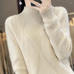Women's Sweaters Women S 100 Pure Cashmere Sweater Half Turtleneck Thickened Loose Fit Knitted Wool Base For Autumn And Winter