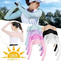 Arm Leg Warmers Fingerless Gloves One Piece Shawl Sleeves Ice Silk Long Cover Breathable Sun Protection Sunscreen Hand Outdoor Sports Sleeve YQ240106