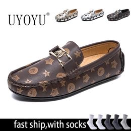 Printed Leather Designer Big Size Men's Casual Shoes Slip On Black Man's Shoes Loafers Moccasins Shoes Italian Designer Shoes 240105