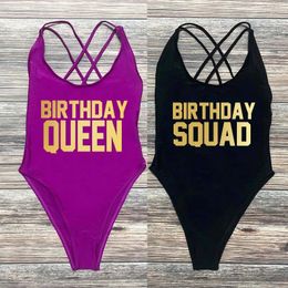 Sexy Birthday Queen Swimsuit Summer Party Swimwear women Bikini Plus Size Swimsuits Women maillot de bain femme 240105