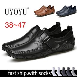 Handmade Octopus Classic Genuine Leather Loafers Men's Dress Boat Shoes Fashion Footwear Driving Peas Male Shoes For Men Black 240105