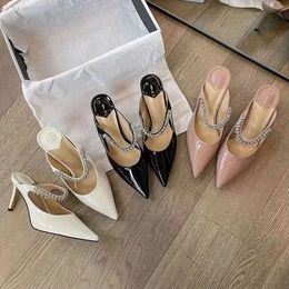 24SS Elegant Design Bing Baily Wedding Dress High Heels Women Crystal & Pearl Strap Women's Pumps Point Toe Sexy Lady Walking Shoes EU35-43