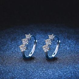 Classic Women Ear Cuff S925 Sterling Silver 3pcs Moissanite Zircon Hoop Earrings for Female Birthday Party Jewelry Accessories