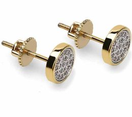 2019New Men039s 7mm Circle Micro Pave CZ Screw Back Stud Earrings for Women Wedding Party Jewelry Hip Hop Jewelry7975140