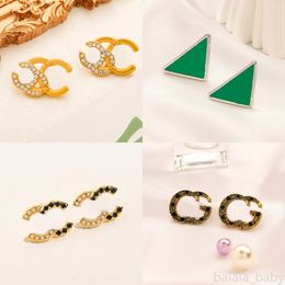 Earrings Gold Designer Plated Brand Geometry Letter Fashion Women Stud Earring Wedding Party Jewellery Gift