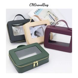 Customized Letters Colorful Saffiano Portable Cosmetic Case Travel Transparent Makeup Bag PVC TPU Wash 240106