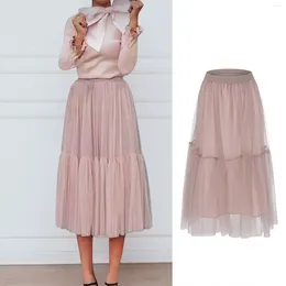 Skirts Maxi Long Tulle Skirt Women Casual Spring Summer Mesh A-line Female Solid Colour Tutu Lady Pink Beach Party Clothes