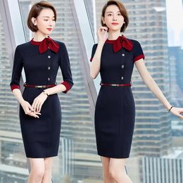 High Professional Suit Goddess Stewardess Pencil Dress Elegant Jewellery Shop Ol-Lady Beauty Salon el Work Clothes Genuine 240105