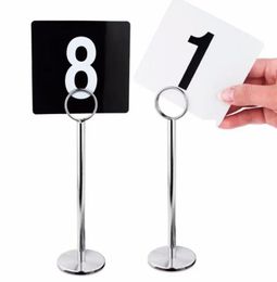 Supplies 8" 12" Silver Stainless Steel Table Number Card Clips Tag Stands Holder Tables Cards Holder Place Holders