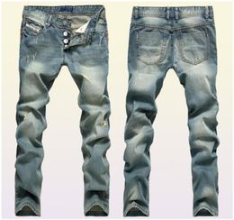 Vendita calda! 2018 Buco uomo in jeans azzurri velocità nostalgica vendita attraverso pantaloni del commercio estero modello di detonazione da cowboy dritto2290528