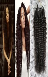 Micro loop human hair remy Natural Color curly micro loop hair extensions 100g brazilian kinky curly micro hair extension9383709