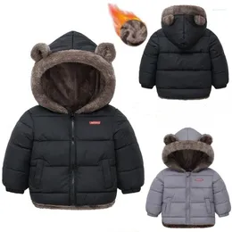 Down Coat Kids Thick Warm Cashmere Thicken Jacket Winter Boys Girls Solid Color Hooded Parka Clothing For 1-6 Years Old