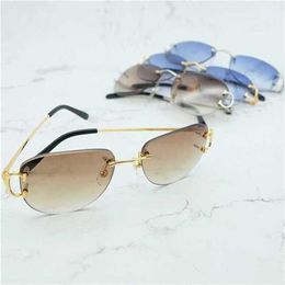 10% OFF Sunglasses Vintage Mens Brand Designer Festival Decoration fashionable carter glasses metal rimless oval shades for womenKajia New