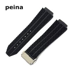 25mmX19mm New Mens Watchbands Strap Band Tire Diver Silicone Rubber Watchband Strap For H-U-B265M
