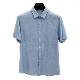 Men's Casual Shirts Iron-free Breathable Short-sleeved Shirt Summer Thin Blue