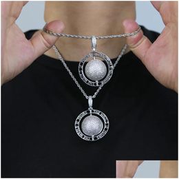 Pendant Necklaces Iced Out Earth Necklace With Rope Chain Engraved All World Is Yours Moved Ball Pendants For Women Lady Hip Hop Jewel Dhe1C