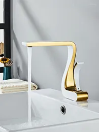 Bathroom Sink Faucets All Copper Washbasin Faucet And Cold Gold Light Luxury Art Creative Household Cabinet Basin