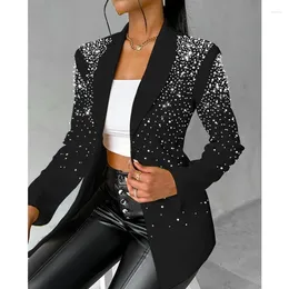 Women's Jackets Women Beaded Shawl Collar Blazer Coat Top Y2K Chic Clothes Elegant Autumn Winter Office Lady Long Sleeve Slim Fit Jacket